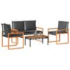 vidaXL Garden Lounge Set Black and Brown PE Rattan 4 Piece Set