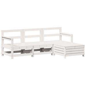 vidaXL Garden Sofa Set White Solid Pine Wood, Plywood 4 Piece Set