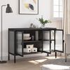 vidaXL Sideboard Black Powder-Coated Steel, Fluted Glass Medium