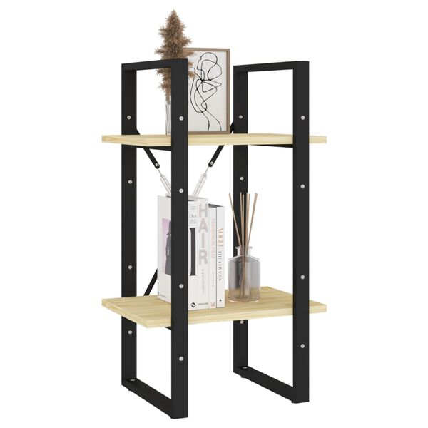 vidaXL Book Cabinet Natural wood and black Solid pine wood, metal Compact