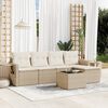 vidaXL Garden Sofa Set Beige PE rattan, powder-coated steel 6 Piece Set