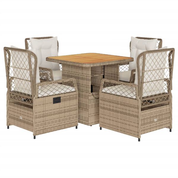 vidaXL Patio Dining Set Set of 4 Beige and cream