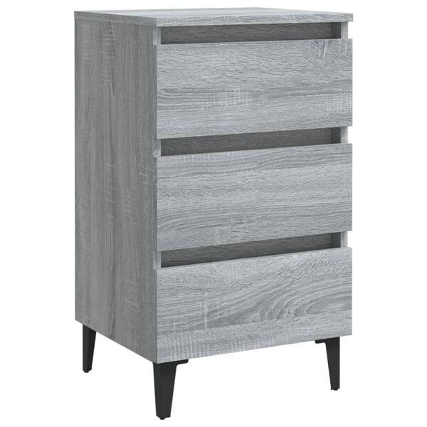 vidaXL Bed Cabinet Set of 2 Grey sonoma Engineered wood, metal Medium