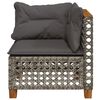 vidaXL Patio Sofa Corner with Cushions Grey Poly Rattan