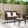 vidaXL Garden Bench Brown PE Rattan Standard Garden Bench Rectangular