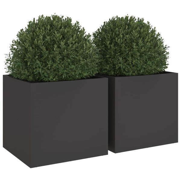 vidaXL Planter Set of 2 Black Cold-rolled steel Medium Durable