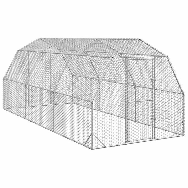 vidaXL Chicken Run Galvanized Steel Large Durable Chicken Run