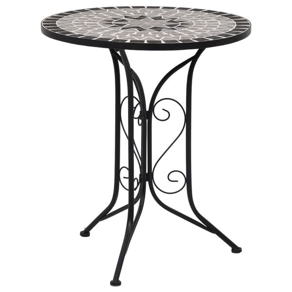 vidaXL Table Black and Grey Iron frame, Ceramic top Small Durable