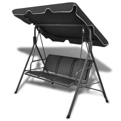 Vidaxl Garden Swing Bench With Canopy Black Com - Garden Swing Chair With Shade