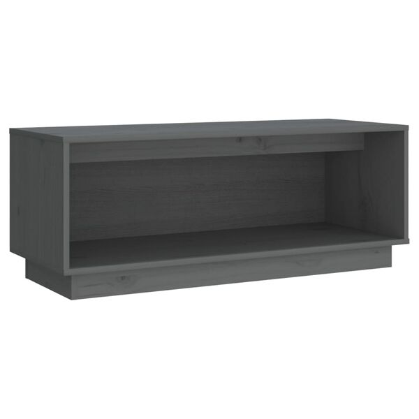vidaXL TV Cabinet Grey Solid Pine Wood Medium TV Cabinet Rectangular