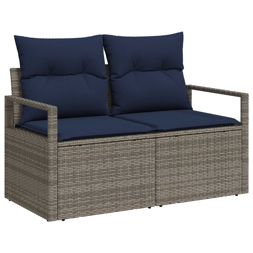 vidaXL 8 Piece Garden Sofa Set with Cushions Grey Poly Rattan