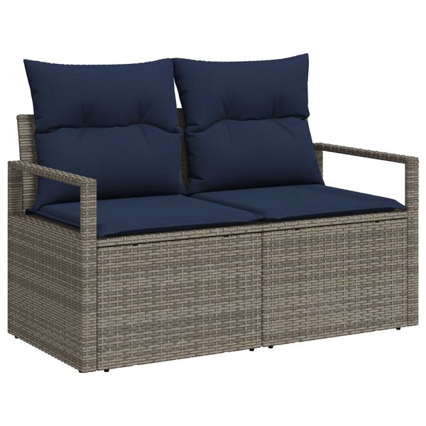vidaXL 8 Piece Garden Sofa Set with Cushions Grey Poly Rattan