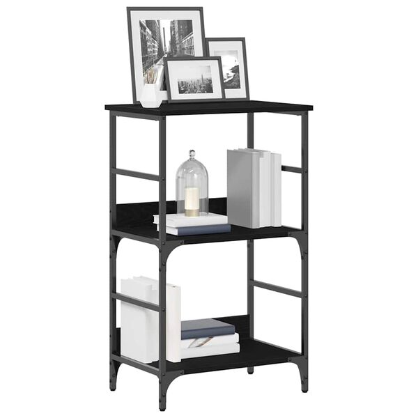 vidaXL Bookshelf Black oak 19.69 x 12.99 x 46.26 in Engineered Wood