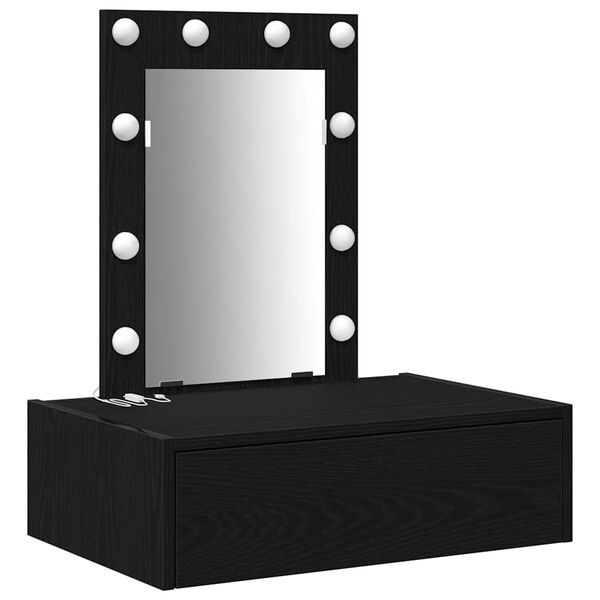 vidaXL Dressing Table Black 23.62 x 15.75 x 27.56 in Engineered Wood