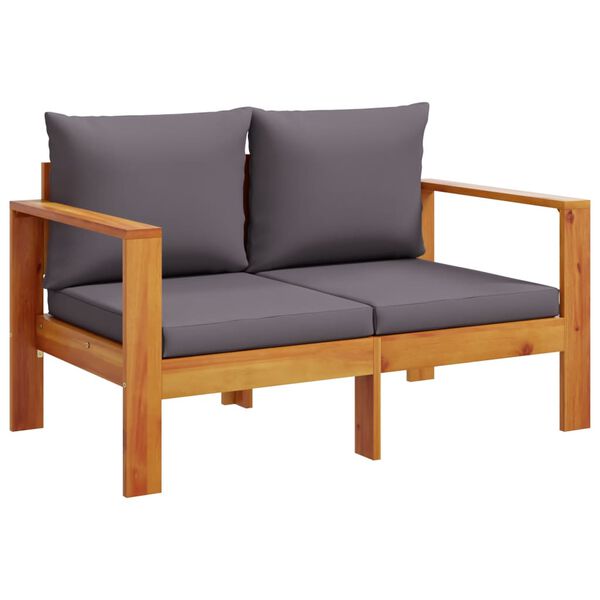vidaXL Garden Sofa Set Dark grey, Natural wood