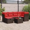 vidaXL 7 Piece Patio Sofa Set with Cushions Brown Poly Rattan