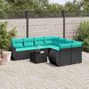 vidaXL 9 Piece Garden Sofa Set with Cushions Black Poly Rattan
