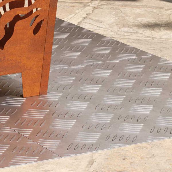 vidaXL Stair Tread Square 4 pcs Silver 19.69 x 19.69 in Aluminium