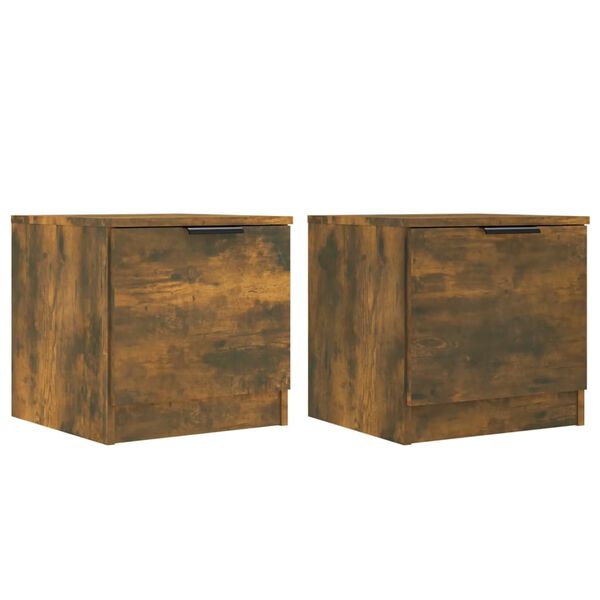 vidaXL Bedside Cabinet Set of 2 Smoked Oak Engineered Wood