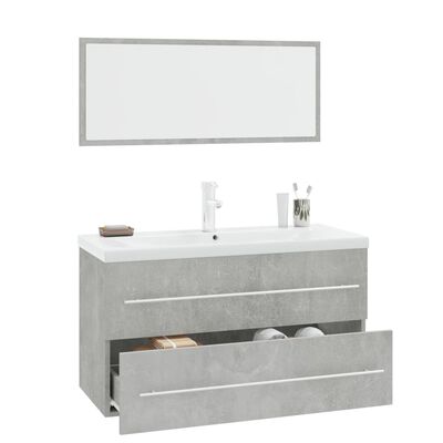vidaXL 3 Piece Bathroom Furniture Set Concrete Gray