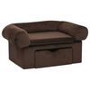 vidaXL Dog Sofa Brown Plush, solid pinewood, foam 29.5 x 19.7 x 15.0 in