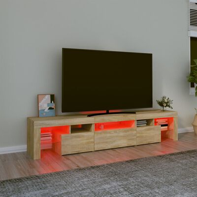 vidaXL TV Stand with LED Lights Sonoma Oak 78.7"x14.4"x15.7"