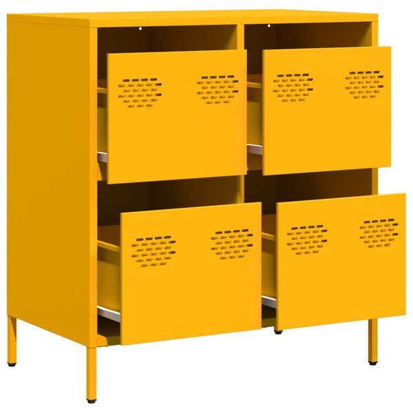 vidaXL Sideboard Mustard Yellow Cold-rolled steel Medium Sideboard
