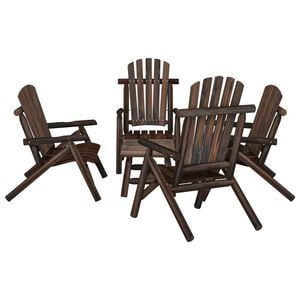 vidaXL Garden Lounge Set Burned Wood Solid Spruce Wood 5 Piece Set
