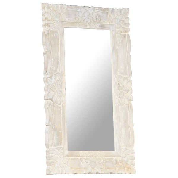 vidaXL Mirror White Solid mango wood Medium Decorative Inlays Mirror