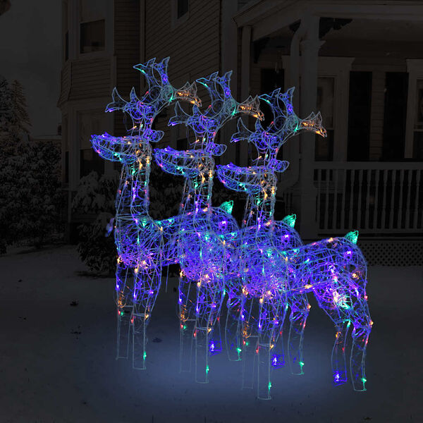 vidaXL Reindeer Christmas Decoration Set of 3 Multicolor Acrylic