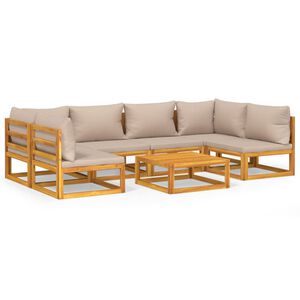 vidaXL Garden Lounge Set Taupe Solid Acacia wood, 100% polyester Large