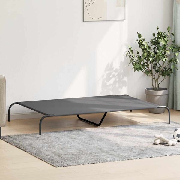 vidaXL Elevated Dog Bed Grey Oxford fabric and powder-coated steel Large