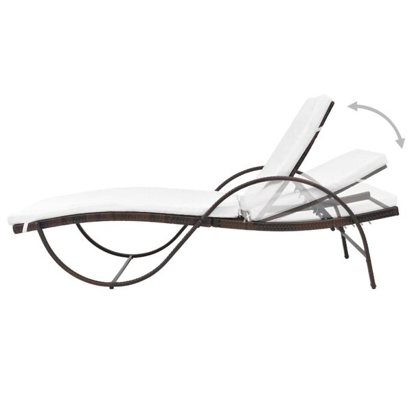 vidaXL Outdoor Bench Brown, Cream White PE Rattan, Powder-coated Steel