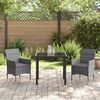 vidaXL Garden Dining Set with Cushion 3 pcs Grey Poly Rattan