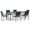vidaXL 7 Piece Patio Dining Set with Cushions Poly Rattan and Steel