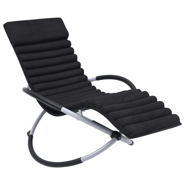vidaXL Sun Lounger Cushion Black Suede 65 x 19.3 x 3.0 in Durable