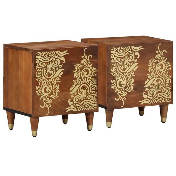 vidaXL Bedside Cabinet with Door 2 pcs Honey Brown