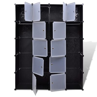 vidaXL Modular Cabinet with 14 Compartments Black and White 14.6"x57.5"x71.1"