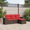 vidaXL 4 Piece Garden Sofa Set with Cushions Brown Poly Rattan