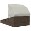vidaXL Patio Sunbed Brown PE Rattan Double Foldable Patio Sunbed