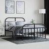 vidaXL Bed Frame Black Powder-Coated Steel 47.2x74.8 in Bed Frame