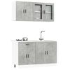 vidaXL Kitchen Cabinet Set Concrete gray Engineered wood and glass Normal