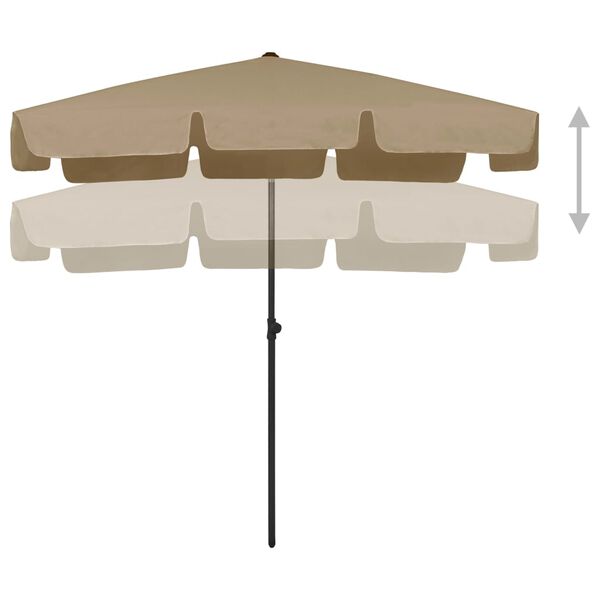 vidaXL Beach Parasol Taupe Polyester 78.7x49.2 in Rectangular Tiltable