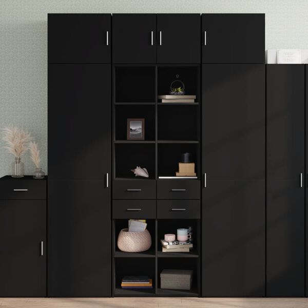 vidaXL Highboard Black Engineered Wood Large Highboard Rectangular