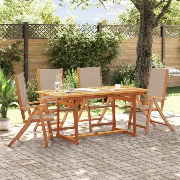 vidaXL Garden Dining Set Taupe and natural wood