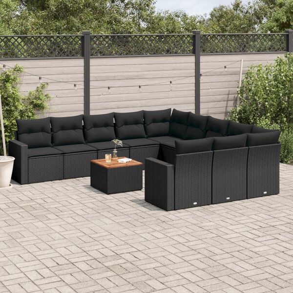 vidaXL Garden Sofa Set Black