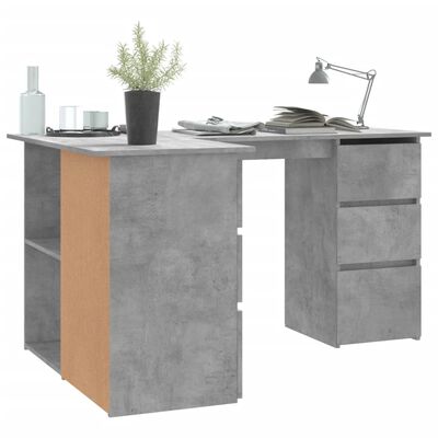 vidaXL Corner Desk Concrete Gray 57.1"x39.4"x29.9" Engineered Wood