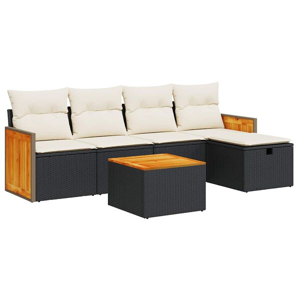 vidaXL Garden Sofa Set Black PE Rattan Large Removable Covers