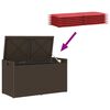 vidaXL Patio Storage Bench with Cushion Brown 39.4" Poly Rattan