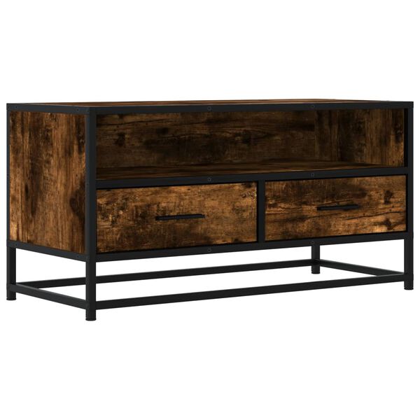 vidaXL TV Cabinet Smoked Oak Engineered Wood, Metal TV Cabinet